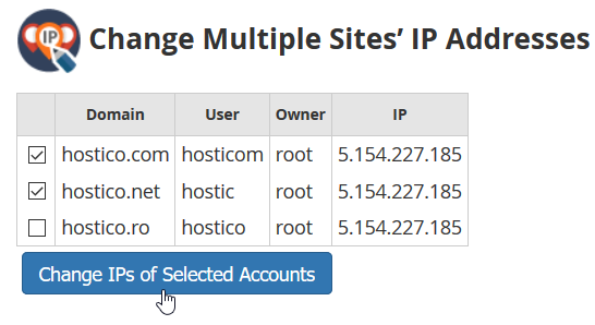 Change IPs of Selected Accounts